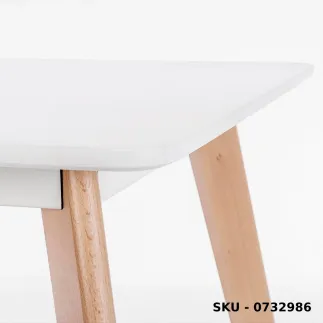 Tavolo Michelangelo fisso in MDF, bianco opaco, gambe in legno di faggio  - Stile Moderno - Made in Italy - 120x80x74 cm