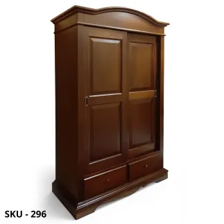 Armadio in legno, noce scuro o bianco opaco, 2 ante scorrevoli e 2 cassetti - Arte povera - Made in Italy - 122x59x200 cm