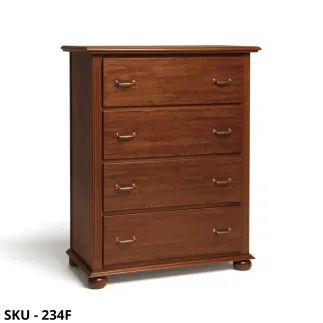 Cassettiera in Legno, Noce Scuro, con 4 Cassetti Ampi - Arte Povera - Stile Classico - Made in Italy - 102x50x140 cm