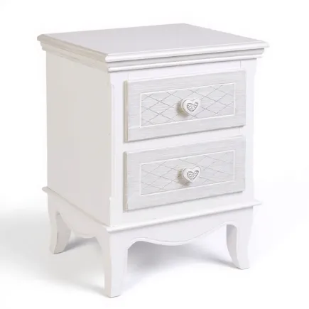 Cassettiera Charlene in legno, Bianco Opaco, con 2 cassetti - Stile Moderno Contemporaneo – Made in Italy – 37×33.5×53.5 cm