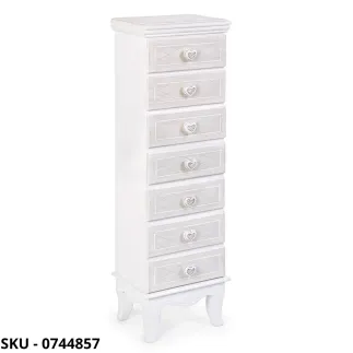 Cassettiera Charlene in legno, Bianco Opaco, 7 cassetti - Stile Moderno Contemporaneo – Made in Italy – 29x21x99 cm
