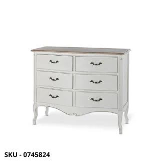Cassettiera Justine in legno di Paulownia, Bianco Opaco, 6 cassetti - Stile Moderno - Made in Italy - 100x40x83 cm