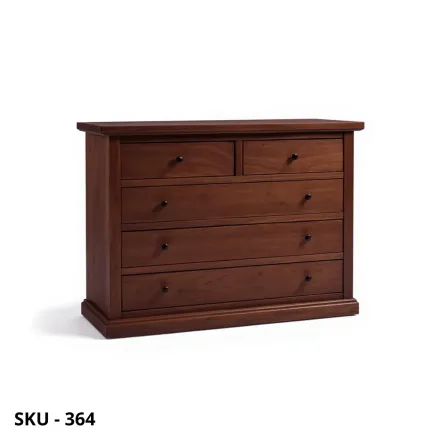 Comò in Legno, Bianco Opaco e Noce Scuro, con 5 Cassetti - Arte Povera - Stile Classico - Made in Italy - 115 x 50 x 90 cm