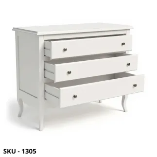 Comò in legno, Noce Scuro e Bianco Opaco, con 3 Cassetti - Arte Povera - Stile Classico - Made in Italy - 107x52x89 cm