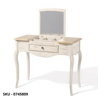 Consolle Clarisse in legno, Avorio, Contenitore e Specchio - Stile Moderno, Contemporaneo - Made in Italy - 90x40x80 cm