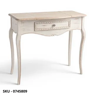 Consolle Clarisse in legno, Avorio, Contenitore e Specchio - Stile Moderno, Contemporaneo - Made in Italy - 90x40x80 cm