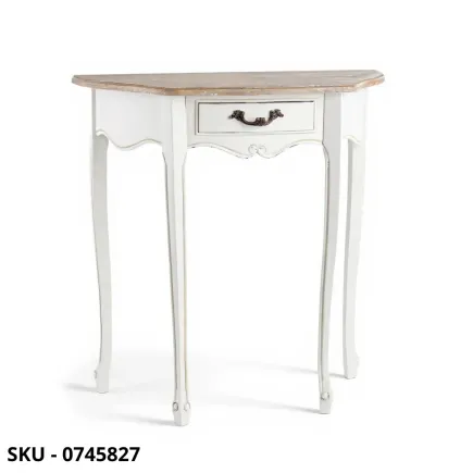 Consolle Justine in Legno di Paulownia, Bianco Opaco, 1 cassetto - Stile Moderno Contemporaneo - Made in Italy - 90x40x80 cm