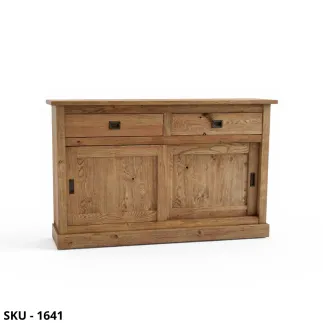 Credenza Buffet in legno Rovere Nodato, Grano e Rovere patinato, 2 ante scorrevoli e 2 cassetti - Made in Italy - 150x50x90 cm