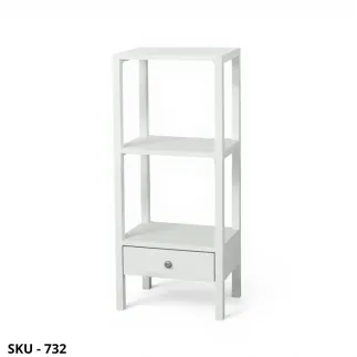 Libreria in Legno, Bianco Opaco, con 3 Ripiani e 1 Cassetto – Arte Povera – Made in Italy - 45x32x105 cm e 90x32x105 cm
