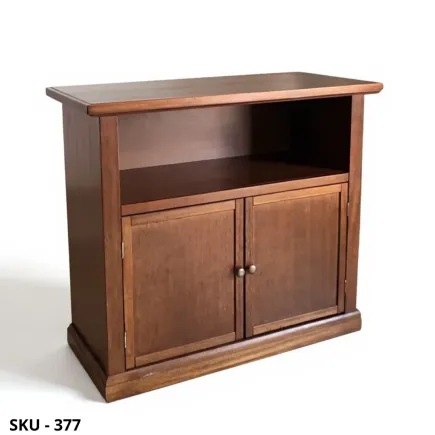 Mobile Porta TV in legno, Noce Scuro, 2 Ante e vano a giorno - Arte Povera - Stile Classico - Made in Italy - 84x40x80 cm