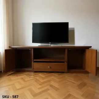 Porta TV in legno, Noce Scuro e Bianco Opaco, 2 ante e 1 cassetto - Arte Povera - Stile Classico - Made in Italy - 160x45x56 cm