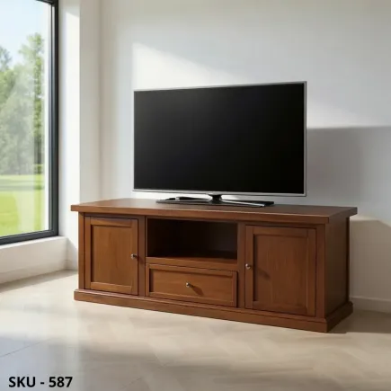 Porta TV in legno, Noce Scuro e Bianco Opaco, 2 ante e 1 cassetto - Arte Povera - Stile Classico - Made in Italy - 160x45x56 cm