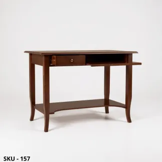 Scrivania in legno, Noce Scuro e  Avorio, 1 cassetto - Stile classico - Arte povera - Made in Italy - 105x60x78 cm