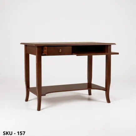 Scrivania in legno, Noce Scuro e  Avorio, 1 cassetto - Stile classico - Arte povera - Made in Italy - 105x60x78 cm