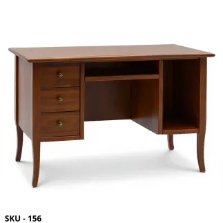 Scrittoio in Legno, Noce scuro e Avorio, 3 Cassetti - Arte Povera - Stile Classico - Made in Italy - 130x75x81 cm