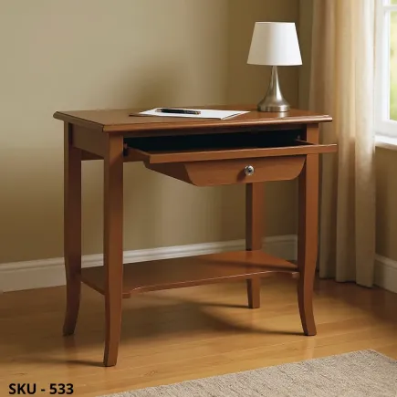 Scrivania in legno, noce scuro e bianco opaco, 1 cassetto - Arte povera - Stile classico - Made in Italy - 85x49x79 cm