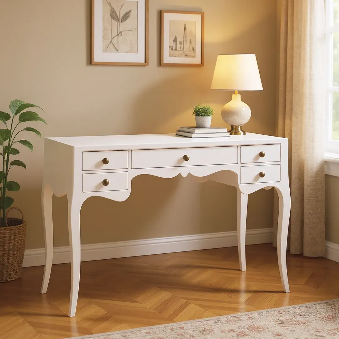 marca-design-shop-Scrittoio-classico-cinque-cassetti-bianco-opaco-marcadesign-sku1413-ambientata