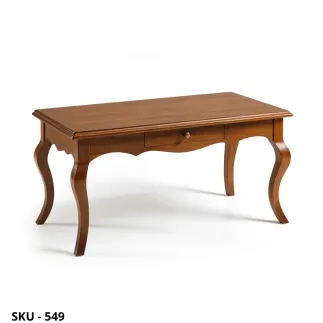 Tavolino fisso in legno, noce scuro e bianco opaco, con cassetto - Arte Povera - Stile classico - Made in Italy - 100x50x45 cm