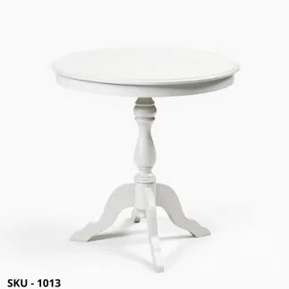 Tavolino fisso rotondo in legno, noce scuro e bianco opaco - Arte povera - Stile classico - Made in Italy - 60x60x75 cm