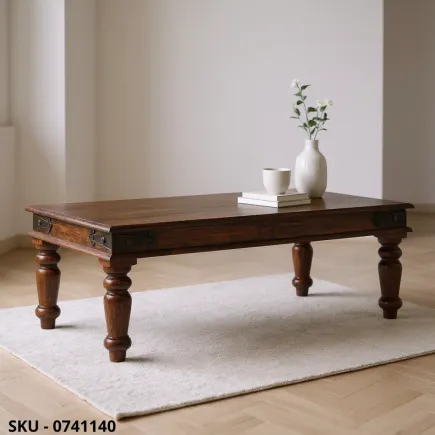 Tavolino  Jaipur in Legno di Acacia, gambe a cipolla - Made in Italy