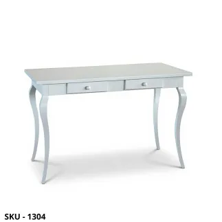 Scrivania in legno, Bianco Opaco, con 2 Cassetti - Arte Povera - Stile Classico - Made in Italy - 120x60x78 cm