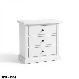 Comodino in Legno, Bianco Opaco e Noce Scuro, con 3 Cassetti - Arte Povera - Stile Classico - Made in Italy - 60x35x70 cm