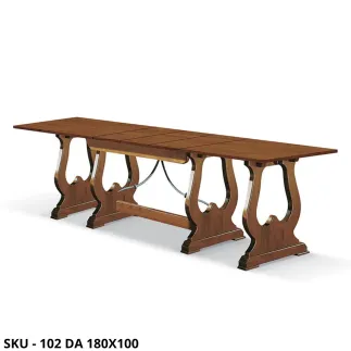 Tavolo allungabile in legno di pioppo, noce scuro – Arte Povera – Stile Classico – Made in Italy