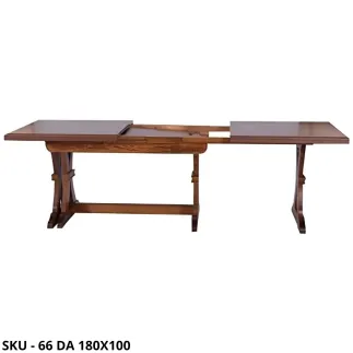 Tavolo fratino allungabile, noce scuro e bianco opaco - Arte povera - Made in Italy - 160x85x78 cm, 180x85x78 cm, 180x100x78 cm