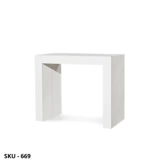 Tavolo allungabile in legno, Bianco Consumato, allunga centrale - Stile Moderno, Contemporaneo - Made in Italy - 90x45x75 cm