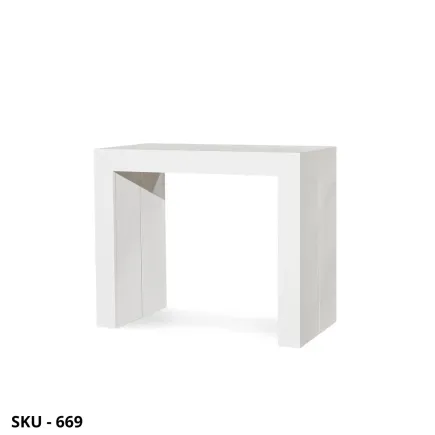 Tavolo allungabile in legno, Bianco Consumato, allunga centrale - Stile Moderno, Contemporaneo - Made in Italy - 90x45x75 cm