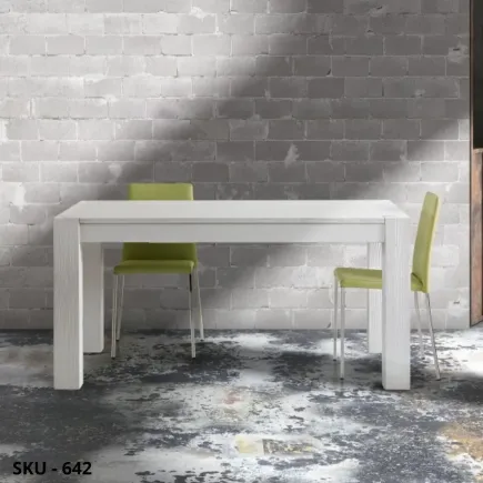 Tavolo allungabile, bianco spazzolato, 2 prolunghe - Stile Moderno - Stile Contemporaneo - Made in Italy - 140/160/180×90x77 cm