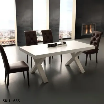 Tavolo da pranzo allungabile, rovere, noce, bianco, base a crociera e 2 allunghe da 50 cm – Stile Moderno – Made in Italy