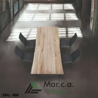 Tavolo fisso in rovere massello nodo aperto spazzolato spessore 6 cm - Stile Moderno - Contemporaneo - Made in Italy