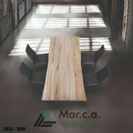 Tavolo fisso in rovere massello nodo aperto spazzolato spessore 6 cm - Stile Moderno - Contemporaneo - Made in Italy