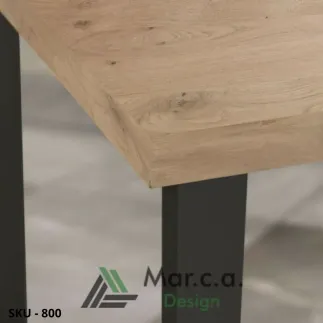 Tavolo fisso in rovere massello nodo aperto spazzolato spessore 6 cm - Stile Moderno - Contemporaneo - Made in Italy