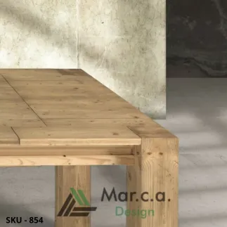 Tavolo allungabile in legno di abete, finitura naturale o bianco spazzolato, 2 allunghe integrate da 40 cm - Stile Moderno