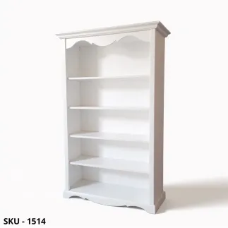 Libreria in Legno, Noce scuro e Bianco opaco, con 5 Ripiani - Arte Povera - Stile Classico - Made in Italy - 120x40x210 cm