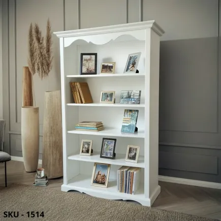 Libreria in Legno, Noce scuro e Bianco opaco, con 5 Ripiani - Arte Povera - Stile Classico - Made in Italy - 120x40x210 cm