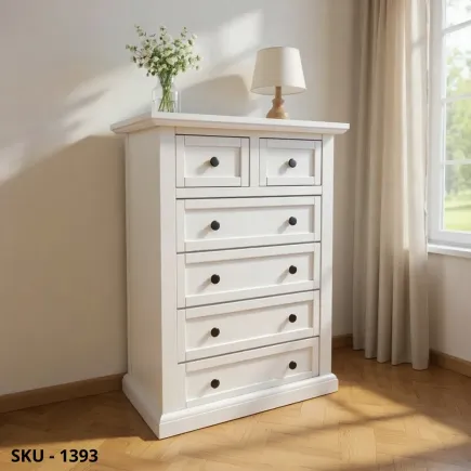 Cassettiera, Noce scuro o Bianco Opaco, 4 cassetti e 2 Cassettini - Arte Povera - Stile Classico - Made in Italy - 63x37x98 cm