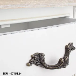 Cassettiera Justine in legno di Paulownia, Bianco Opaco, 6 cassetti - Stile Moderno - Made in Italy - 100x40x83 cm