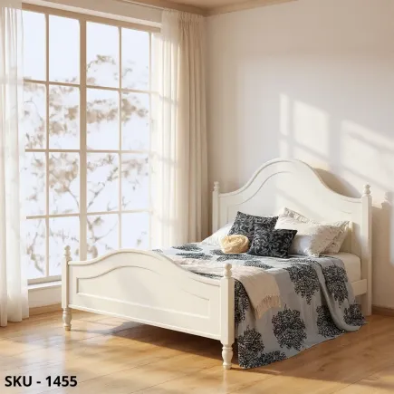 marca-design-shop-Letto-Matrimoniale-Classico-Bianco Opaco-in Legno-Arte Povera-marcadesign-sku1455-ambientata