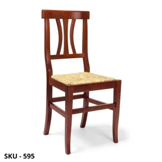 Set di 2 Sedie Classiche in Legno di Faggio, Noce Scuro, Seduta in Legno o Paglia - Arte Povera - Made in Italy - 40x40x88 cm