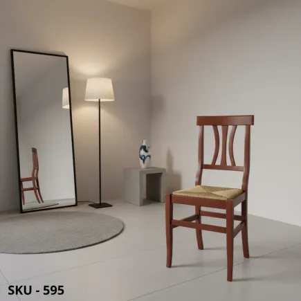 Set di 2 Sedie Classiche in Legno di Faggio, Noce Scuro, Seduta in Legno o Paglia - Arte Povera - Made in Italy - 40x40x88 cm