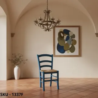 Marca-design-shop-arredamento-moderno- Set 2 Sedie in Legno-Seduta in Paglia - Arte Povera - Stile Classico - Made in italy