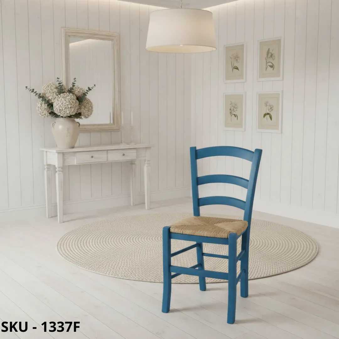 Marca-design-shop-arredamento-moderno- Set 2 Sedie in Legno-Seduta in Paglia - Arte Povera - Stile Classico - Made in italy