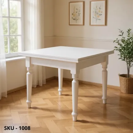 Tavolo Allungabile a libro, Noce Scuro e Bianco Opaco - Arte Povera - Made in Italy - 100x100 cm chiuso, 200x100 cm aperto