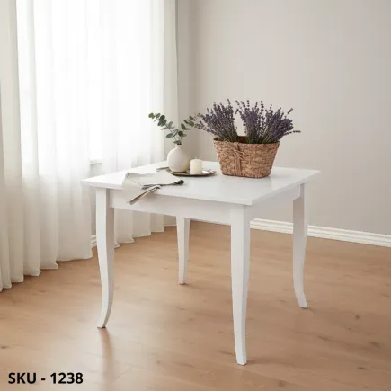 Tavolo Fisso, Noce Scuro e Bianco Opaco, Gambe a Sciabola - Made in Italy - 80x80x78 cm, 90x90x78 cm, 120x80x78 cm