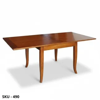 Tavolo in legno con apertura a libro, Noce Scuro, Finitura Bassano – Arte povera – Made in Italy – 100x100/200 cm