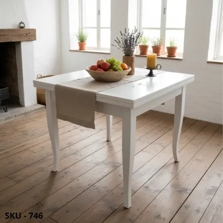 Tavolo con apertura a libro, bianco opaco e noce scuro - Arte povera - Made in Italy - 80x80x78cm, 90x90x78 cm, 100x100x78 cm