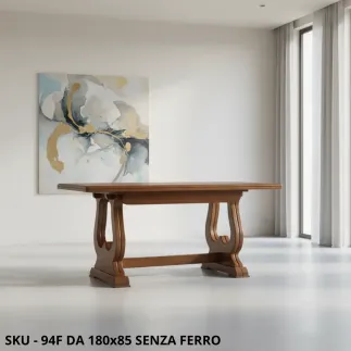 Tavolo fratino allungabile in legno, noce scuro – Arte povera - Stile Classico – Made in Italy – 180×100×79 o 180×85×79 cm